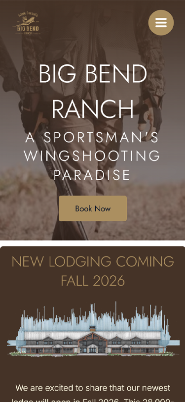 Finished website mobile view for Big Bend Ranch